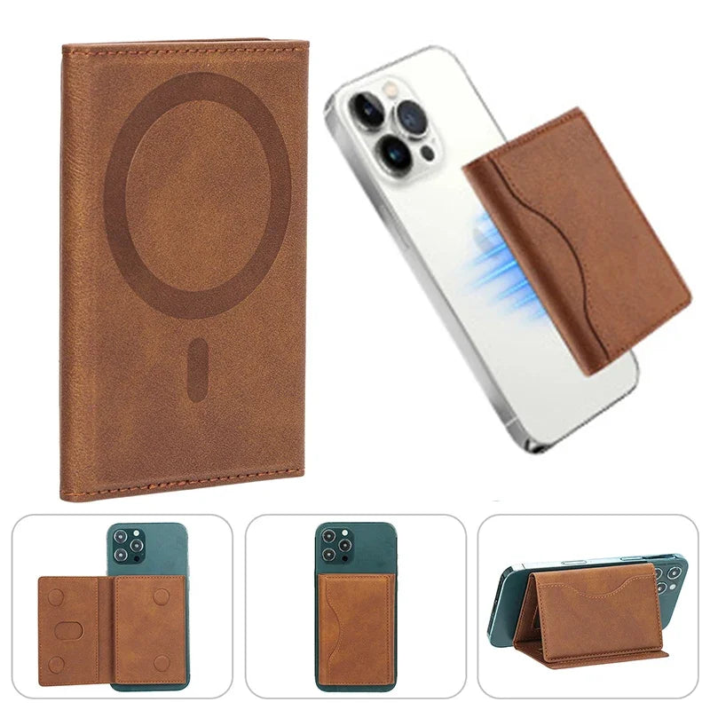 Wallet - Trifold Magnetic Phone Wallet PU Leather Wallet for IPhone
