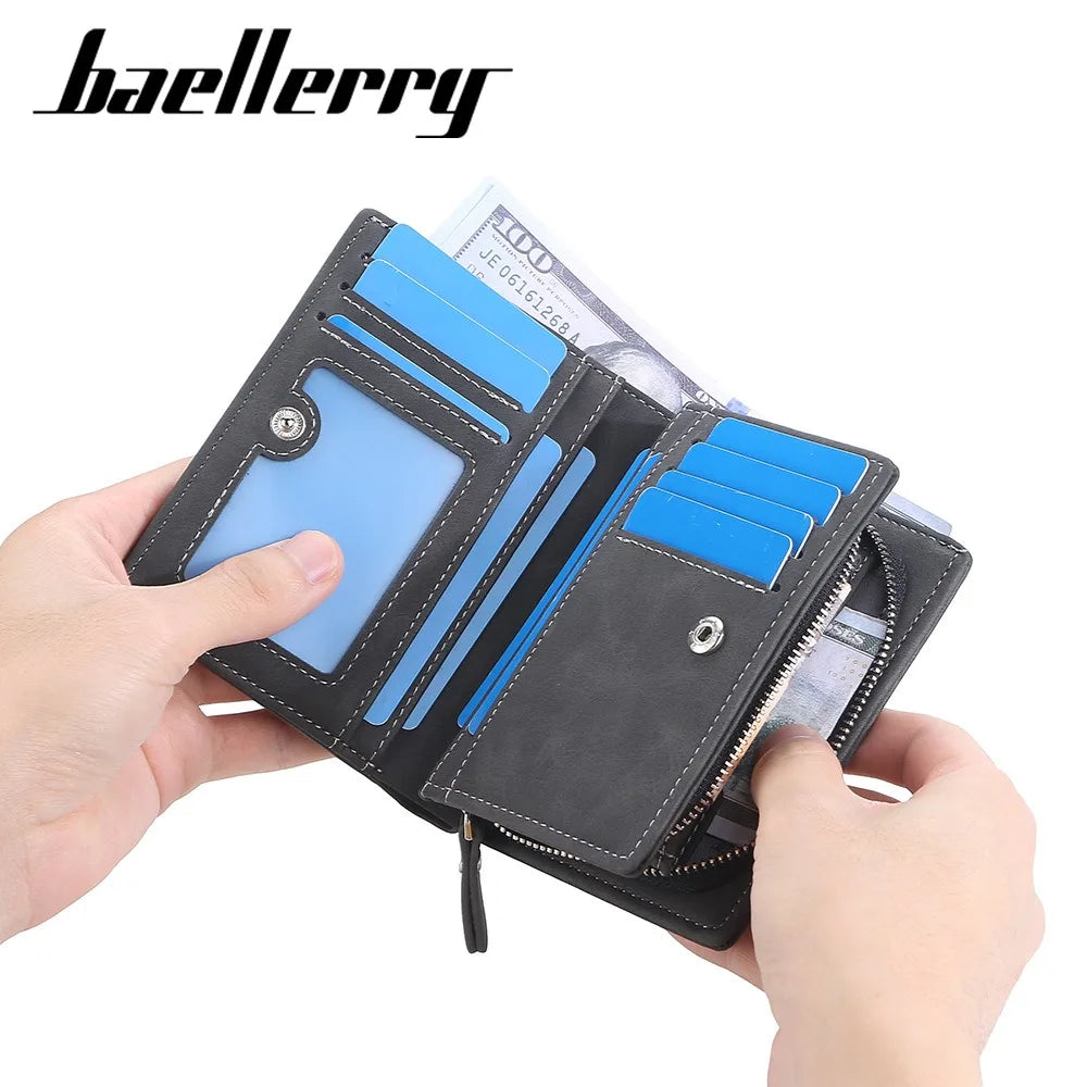 Wallet - Men's Front Pocket Wallet Leather Zipper Closure RFID Protection