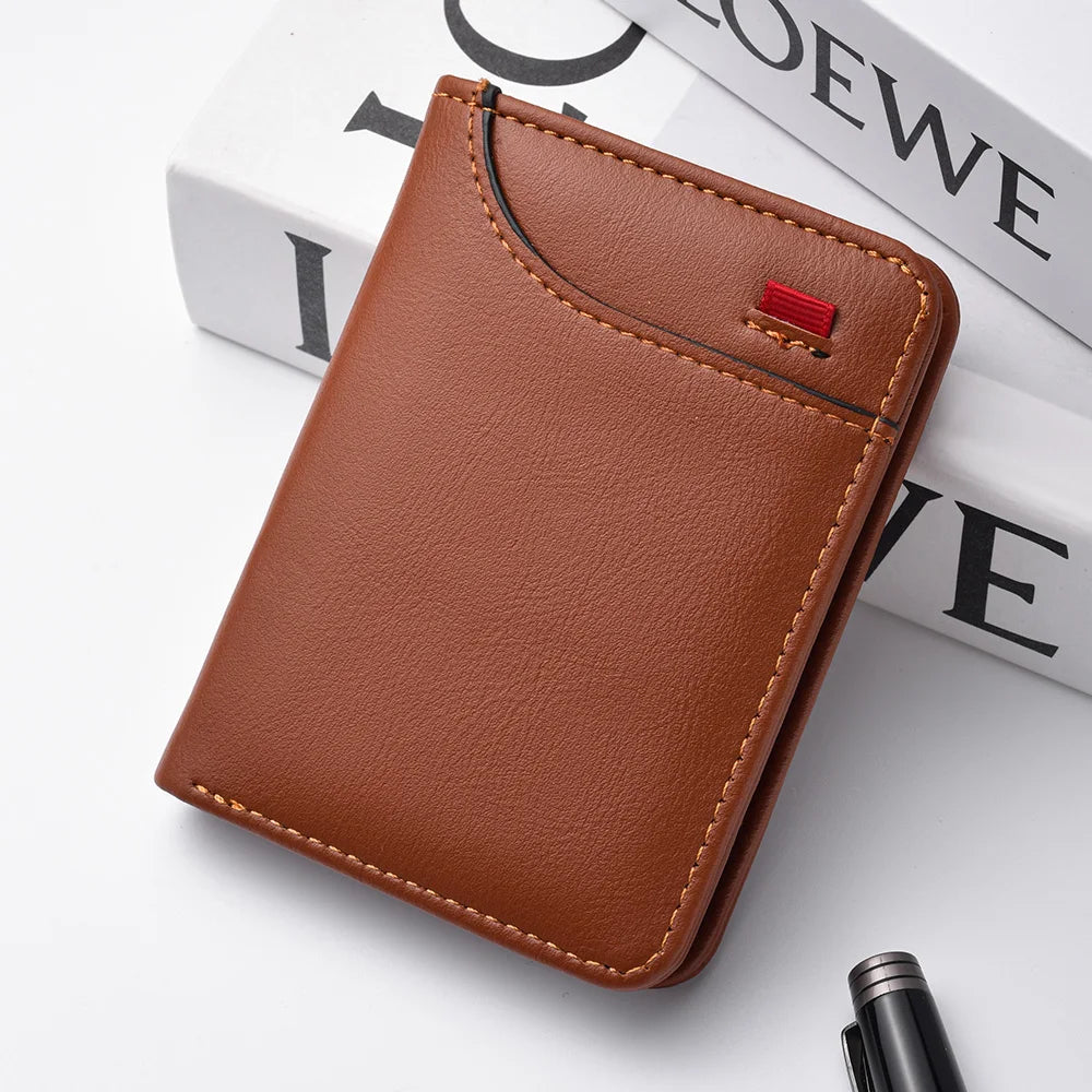 Wallet -  Leather Card Holder Short Vertical High Quality Men's Wallet