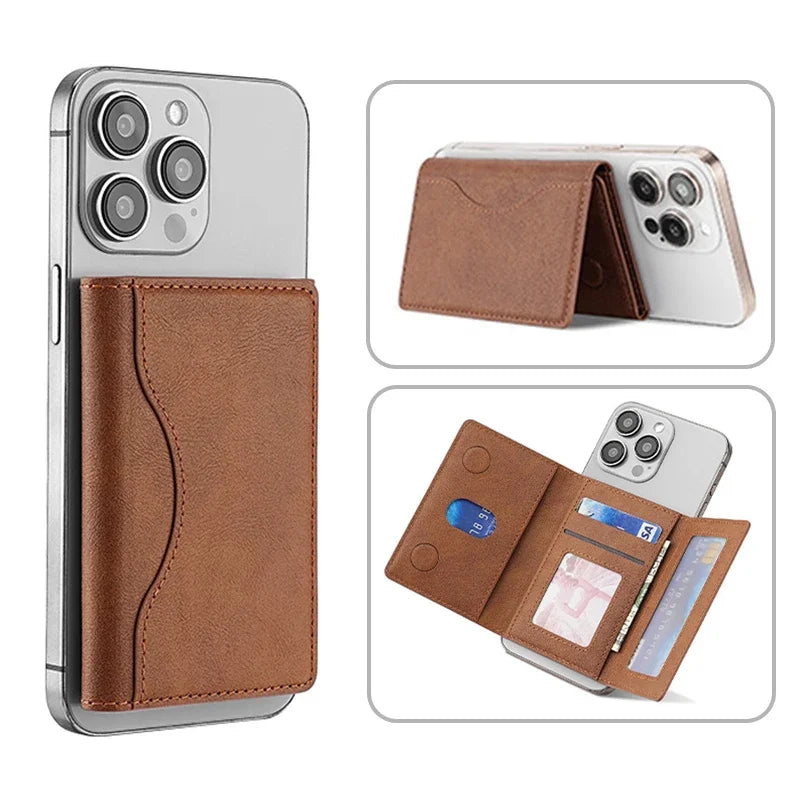 Wallet - Trifold Magnetic Phone Wallet PU Leather Wallet for IPhone
