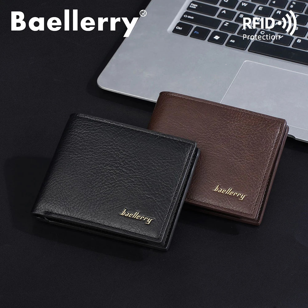 Baellerry Classic Short Genuine Leather Men Wallets Fashion Coin Pocket Card Holder Men Purse Simple Quality