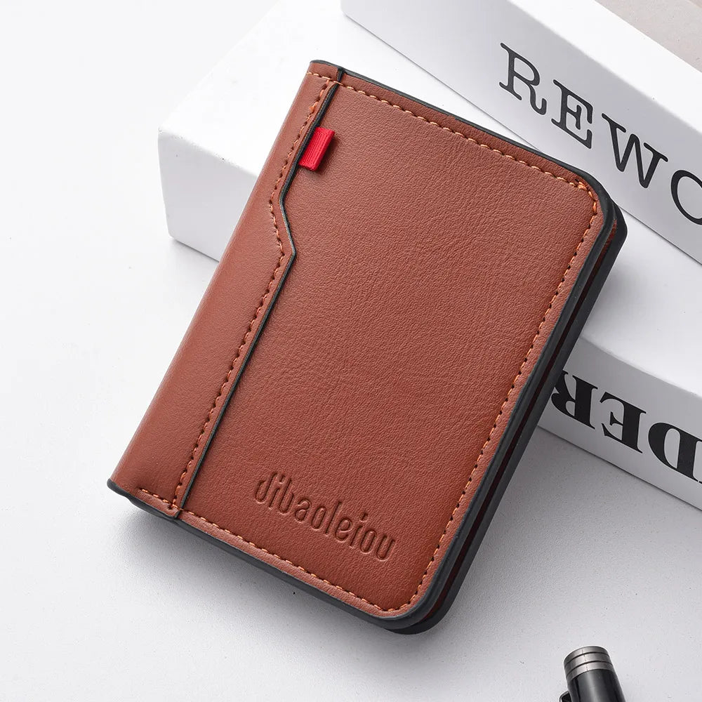 Wallet -  Leather Card Holder Short Vertical High Quality Men's Wallet