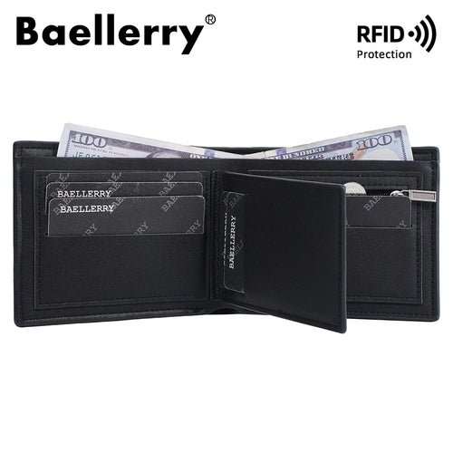 Baellerry Classic Short Genuine Leather Men Wallets Fashion Coin Pocket Card Holder Men Purse Simple Quality