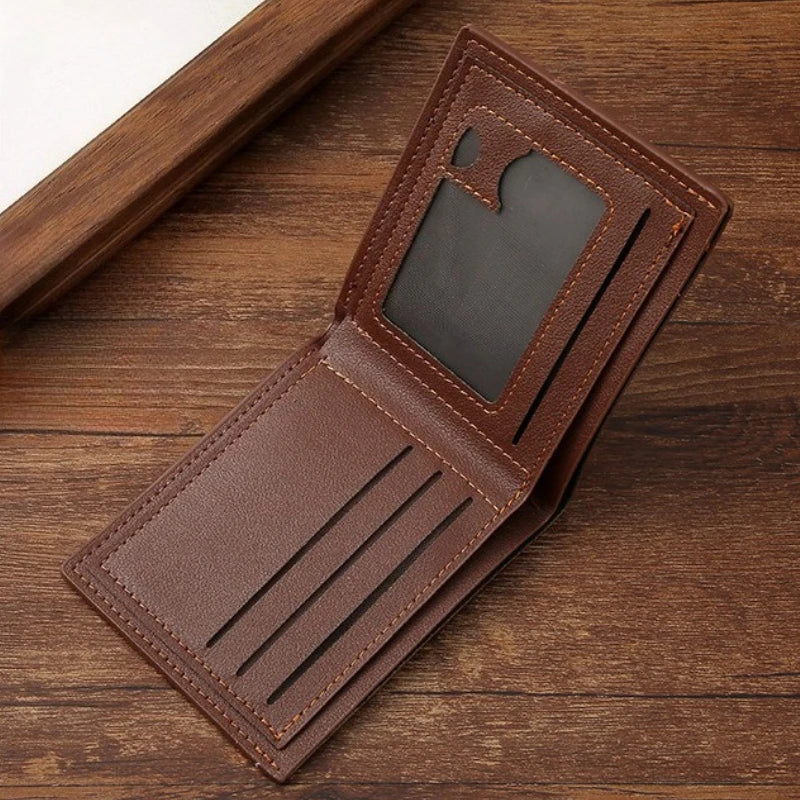 Wallet - Mens Wallet Horizontal Short Bifold Large Capacity Card Holder Slim Minimalist