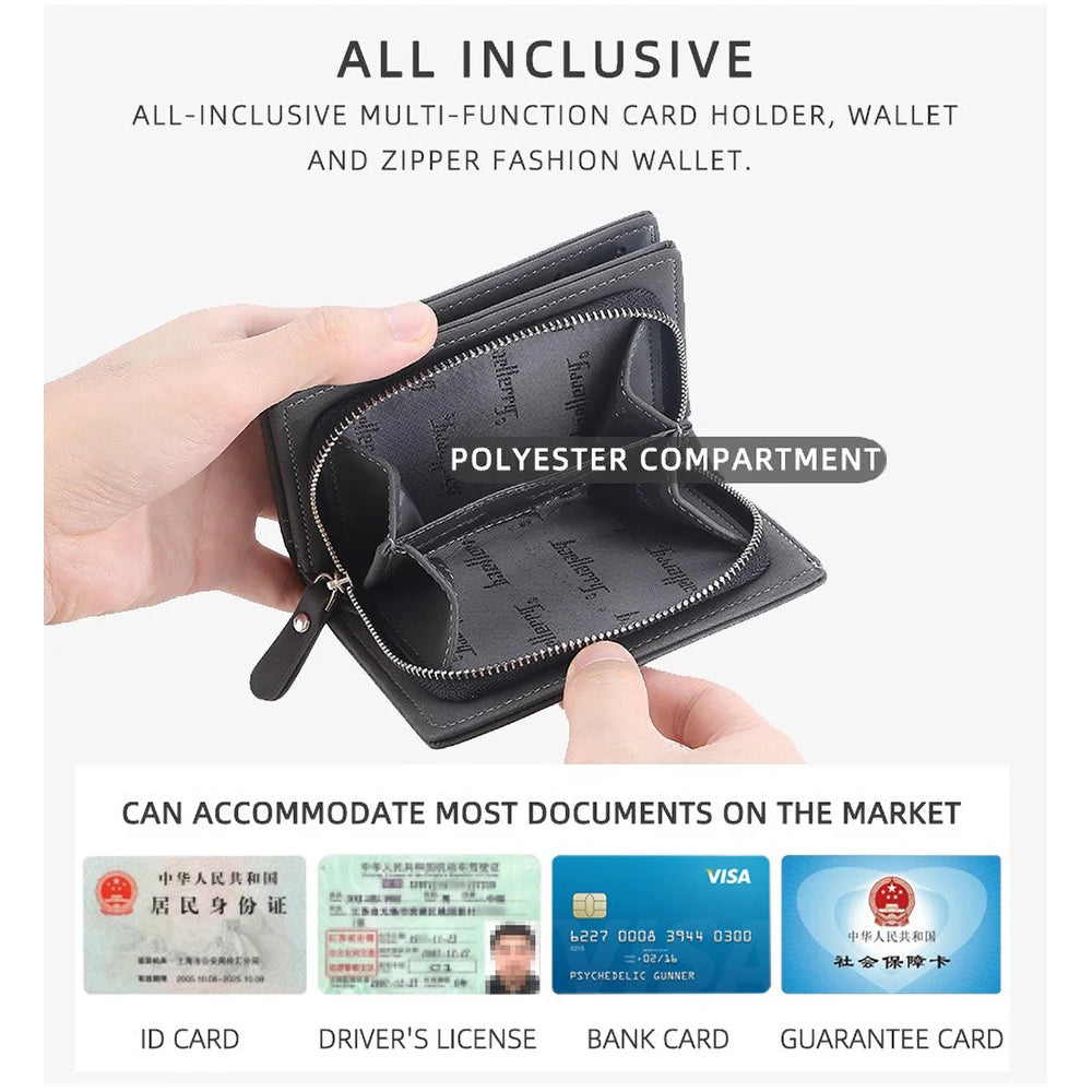 Wallet - Men's Front Pocket Wallet Leather Zipper Closure RFID Protection