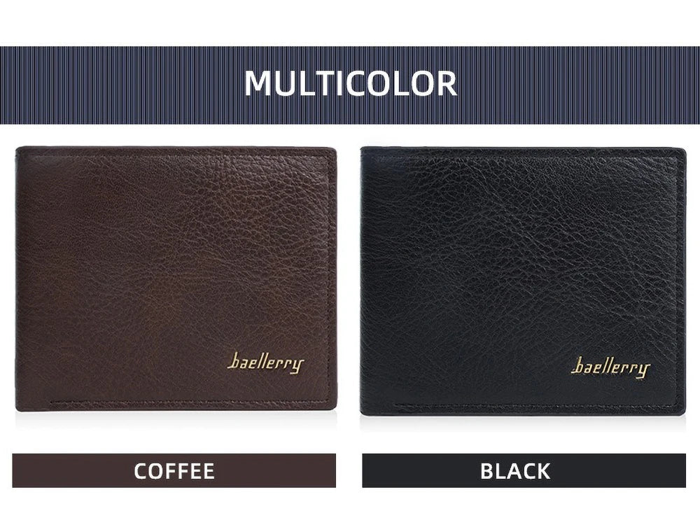 Baellerry Classic Short Genuine Leather Men Wallets Fashion Coin Pocket Card Holder Men Purse Simple Quality