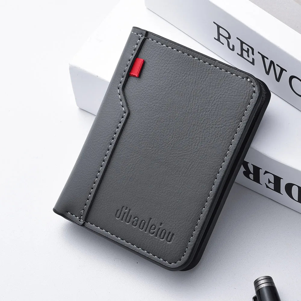 Wallet -  Leather Card Holder Short Vertical High Quality Men's Wallet