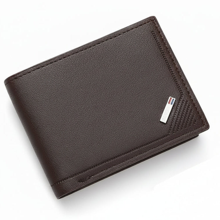 Wallet - Mens Wallet Horizontal Short Bifold Large Capacity Card Holder Slim Minimalist