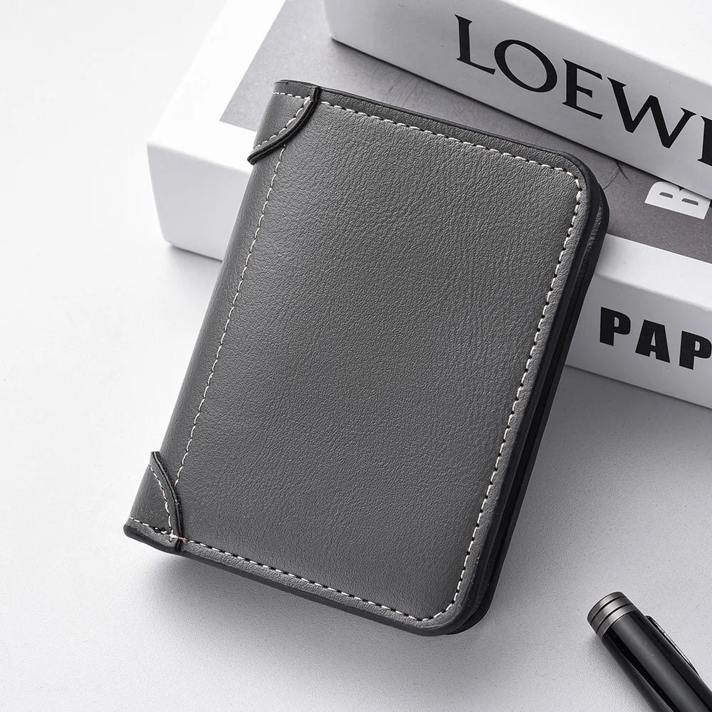 Wallet -  Leather Card Holder Short Vertical High Quality Men's Wallet