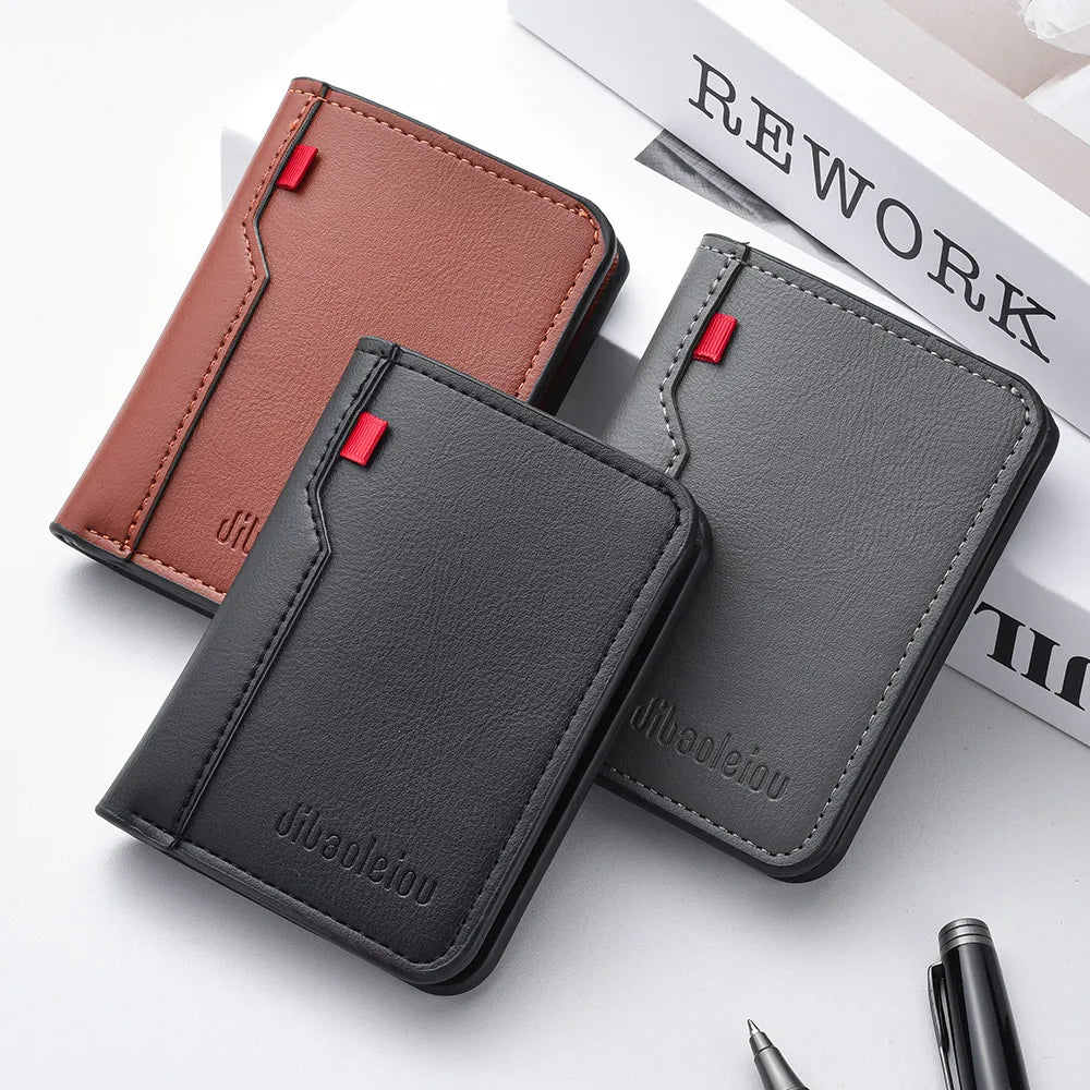 Wallet -  Leather Card Holder Short Vertical High Quality Men's Wallet