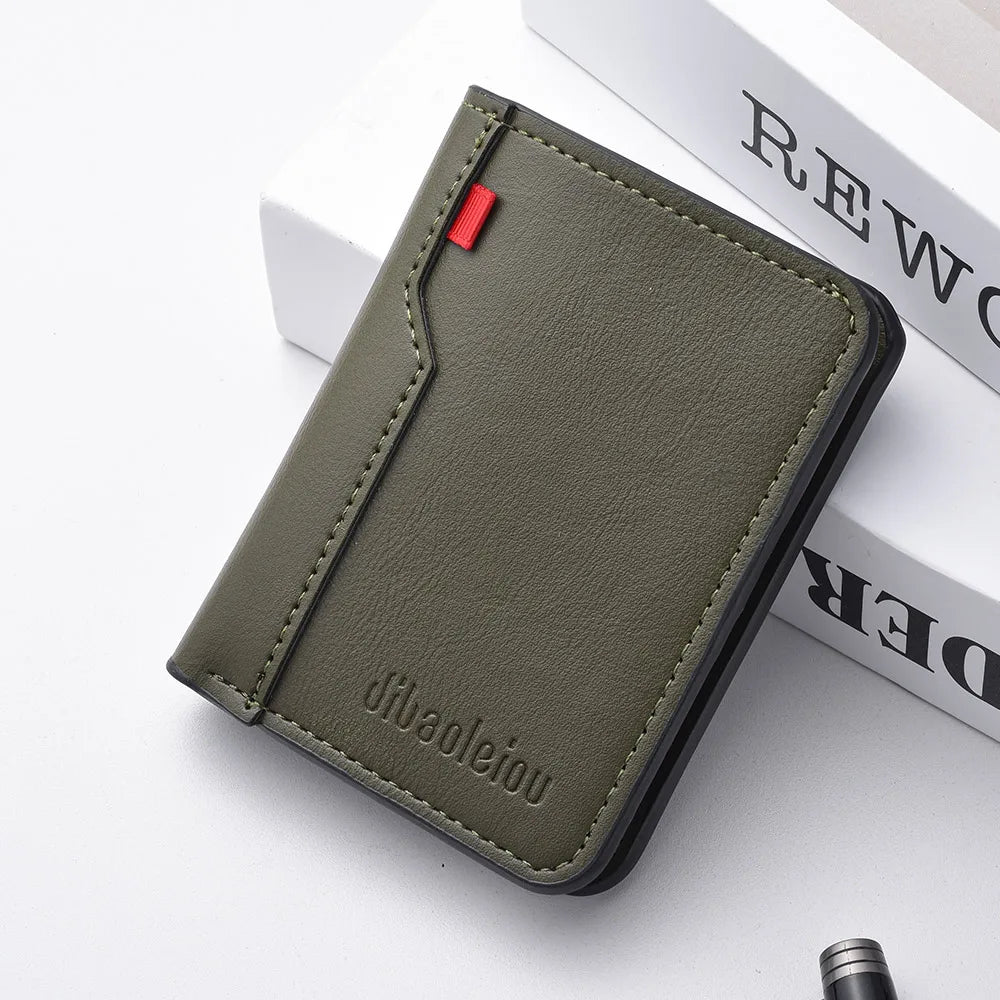 Wallet -  Leather Card Holder Short Vertical High Quality Men's Wallet