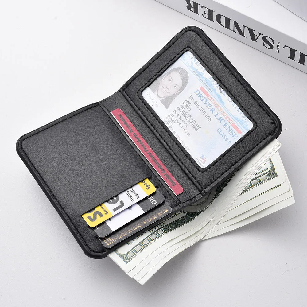 Wallet -  Leather Card Holder Short Vertical High Quality Men's Wallet
