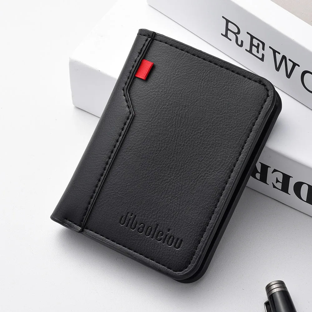 Wallet -  Leather Card Holder Short Vertical High Quality Men's Wallet