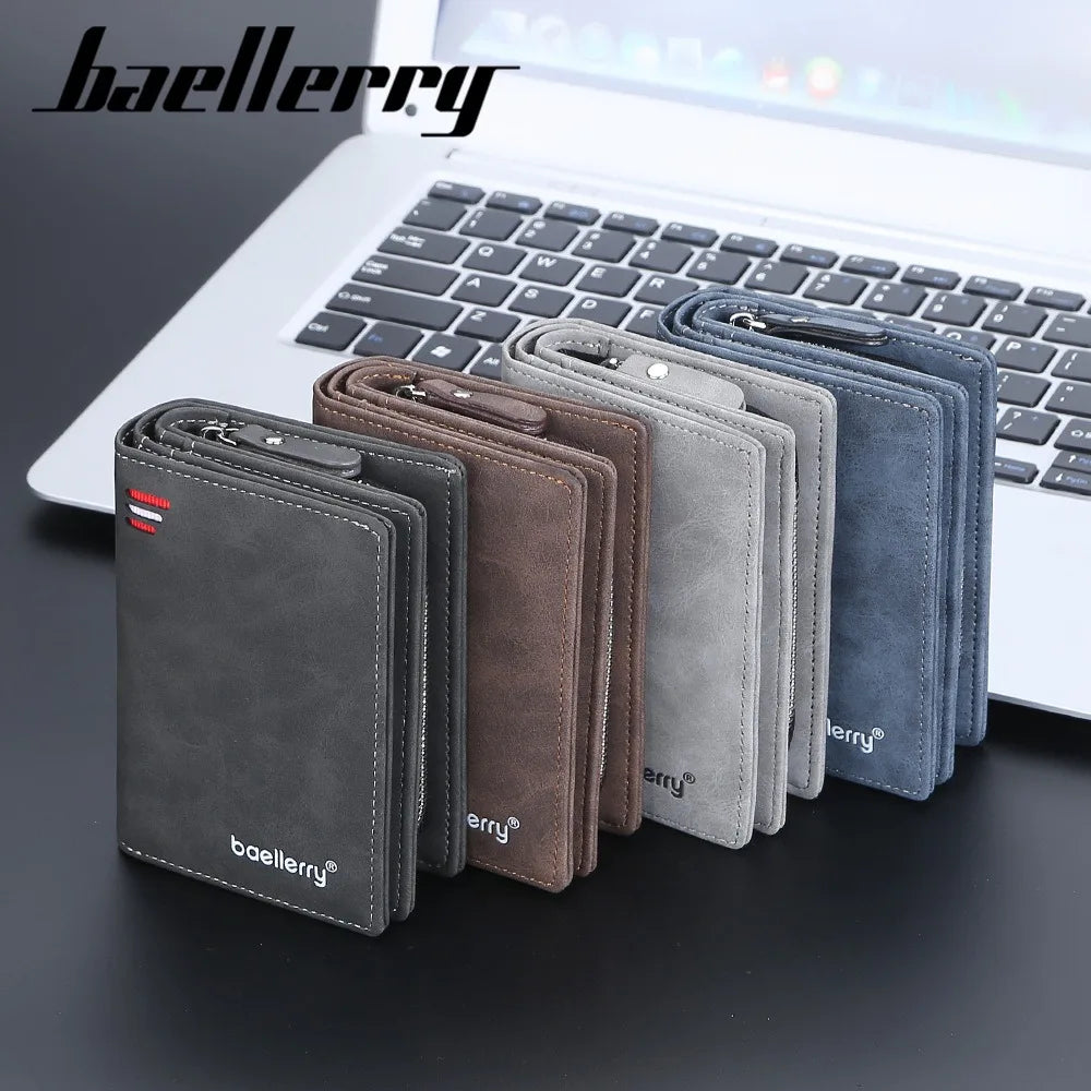 Wallet - Men's Front Pocket Wallet Leather Zipper Closure RFID Protection