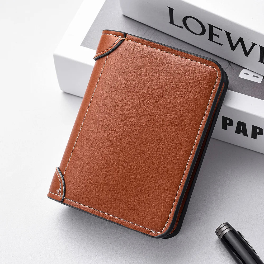 Wallet -  Leather Card Holder Short Vertical High Quality Men's Wallet