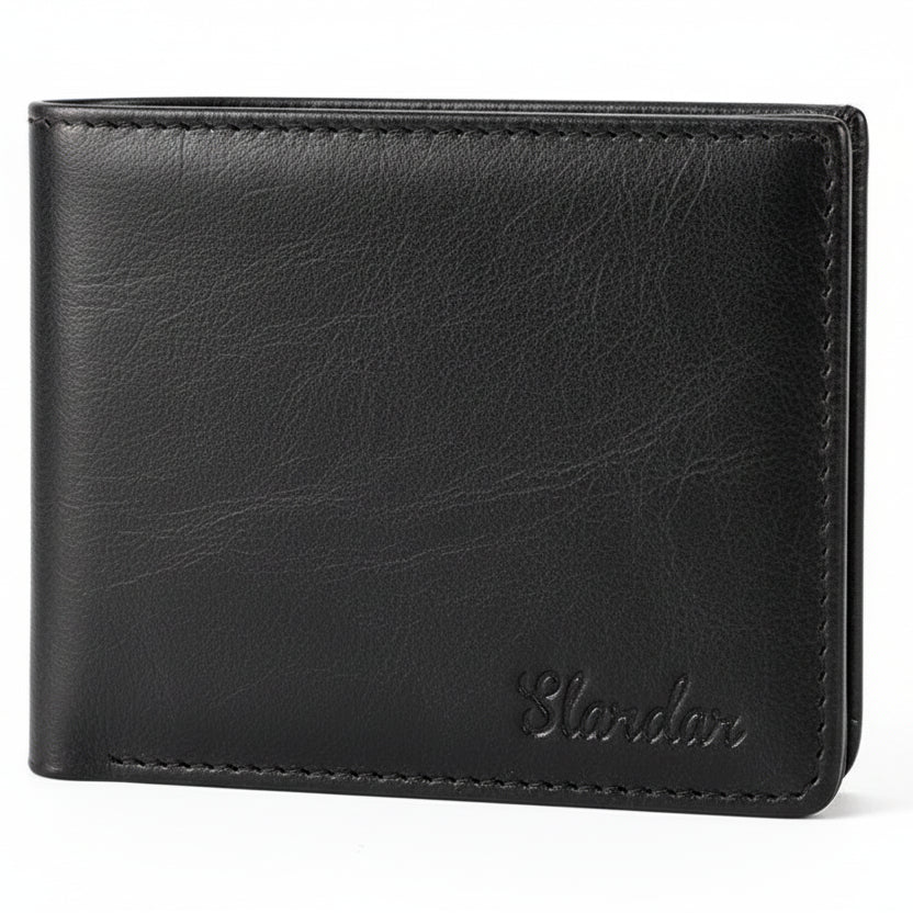 Wallet - Men's ultra-thin short leather wallet card bag wallet soft leather