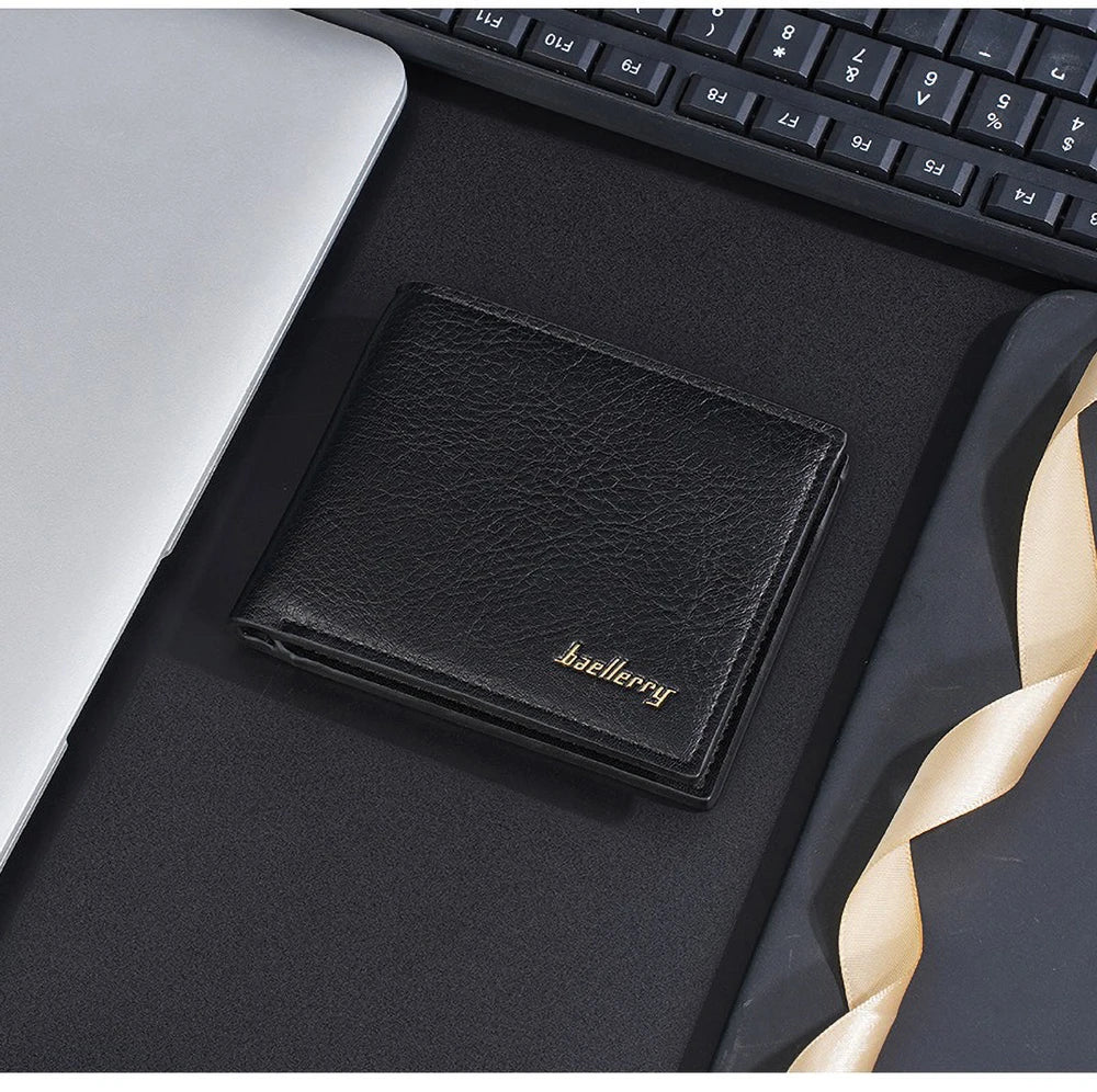Baellerry Classic Short Genuine Leather Men Wallets Fashion Coin Pocket Card Holder Men Purse Simple Quality