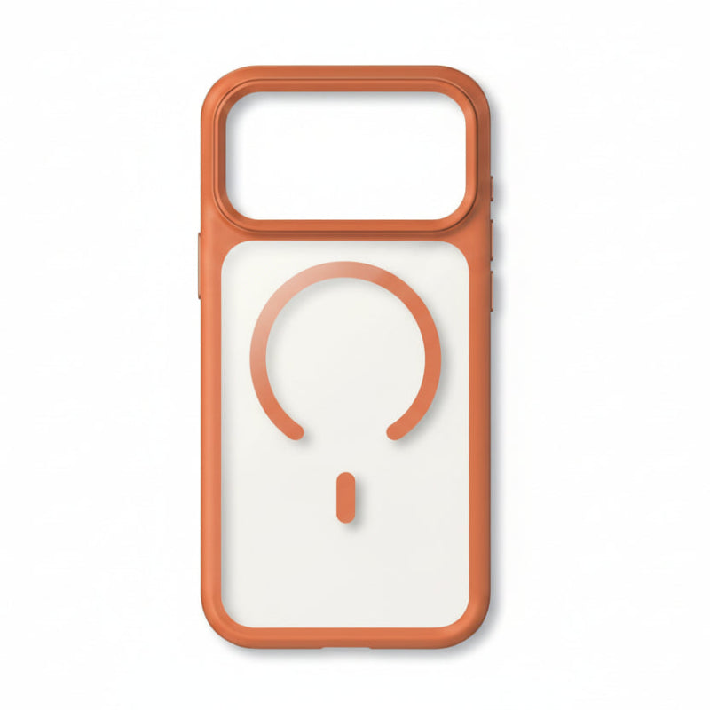 Case - Luxury Orange Matte Transparent For Magsafe Phone Case Metal Buttons