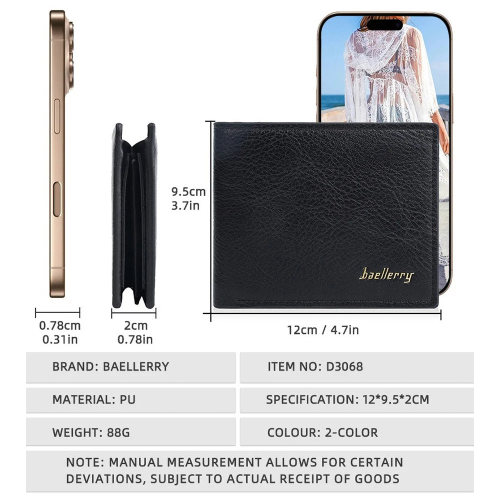 Baellerry Classic Short Genuine Leather Men Wallets Fashion Coin Pocket Card Holder Men Purse Simple Quality