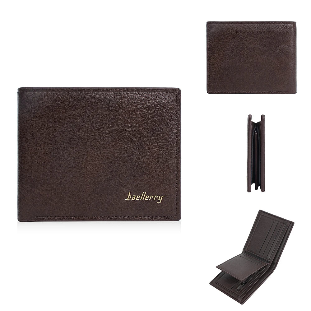 Baellerry Classic Short Genuine Leather Men Wallets Fashion Coin Pocket Card Holder Men Purse Simple Quality
