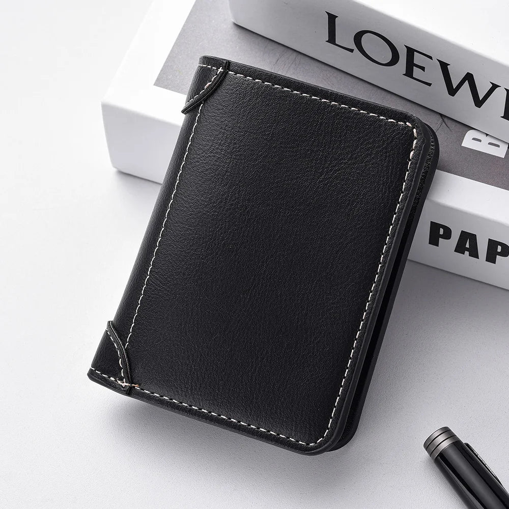Wallet -  Leather Card Holder Short Vertical High Quality Men's Wallet