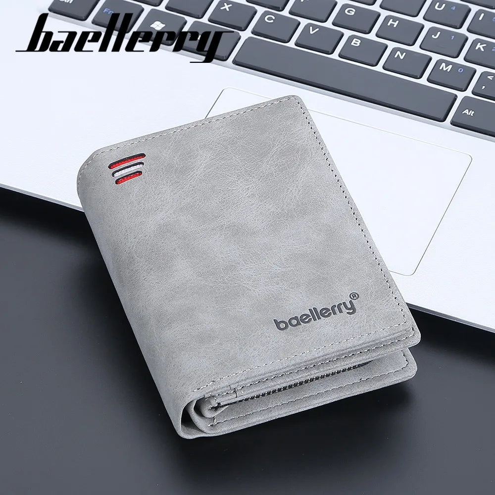 Wallet - Men's Front Pocket Wallet Leather Zipper Closure RFID Protection