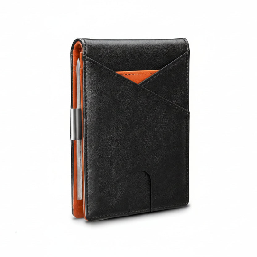 Wallet - Minimalist men's wallet RFID double fold cross front pocket