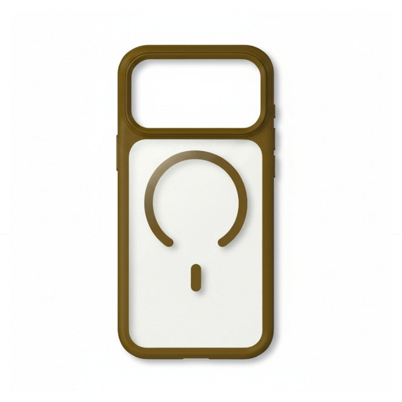 Case - Luxury Orange Matte Transparent For Magsafe Phone Case Metal Buttons