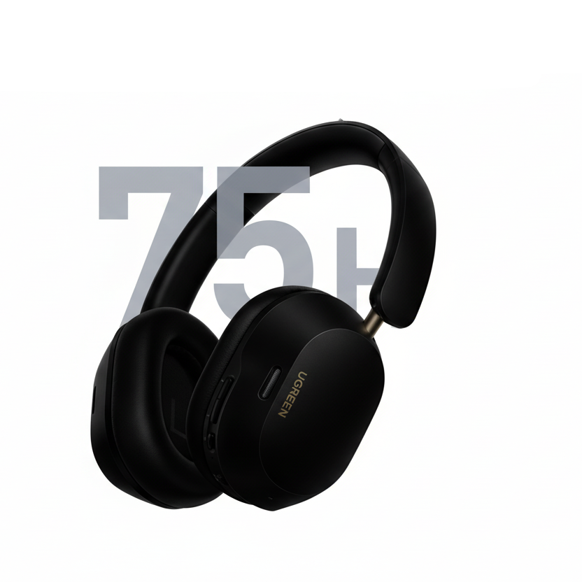 headset - UGREEN Max5c Bluetooth Headphones 43dB Hybrid Active Noise Cancellation